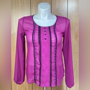Candie's Vibrant Pink Blouse with Black Accents